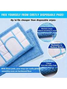 2PCS Replacement Microfiber Pad - Thick - Universal Commercial 12-13 Inch Mop Head- Heavy Duty - Wet & Dry Commercial Cleaning Refills Reusable Mop Refills Fit For Most Microfiber Flat Mop System - Màu xanh lam - Xem 5