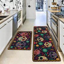 1pc Thickened 0.47 Inch/1.2cm Skull Non-Slip Kitchen Mats,Perfect For Halloween, Day Of The Dead & Easter Decor,Durable,Non-Slip,For Bedroom, Living Room, Laundry, And Bathroom,Halloween Decor,Home Decor Halloween Party - Multicolor - View 4