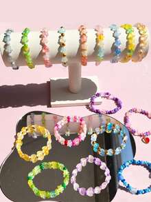 一盒亚克力珠，心形和星形，适用于珠宝制作，多种颜色和款式，散珠，可作隔珠，用于DIY项链、手链等珠宝工艺品。 - 彩色 - 查看 4