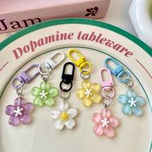 5pcs/Set Transparent Colored Daisy Keychains, Women & Student Accessories, Earphone Case, Car Decor Halloween Gift Souvenir Car Accessories Bag Charm School Cute Goth Y2k - 5-pack Transparent Colorful Daisy Keychains - View 12