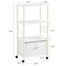 SoBuy FRG12-W, Kitchen Microwave Shelf, Kitchen Storage Cabinet Shelf, Kitchen Serving Trolley, 60x40x115cm - White - View 2