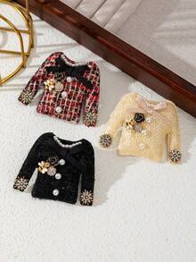 1pc Elegant Handmade Fabric Brooch, College Badge Design, Luxury Jewelry Brooch Pin, Suitable For Daily Wear, Gift For Dates - Retro - View 11