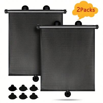 Easypie Selection 2pcs/1pc Retractable Car Sun Shade, Universal Polka Dot Design - 2 Pack: UV & Heat Blocking, Glare Reduction, Adjustable, A Must-Have For Holidays, Summer, Travel