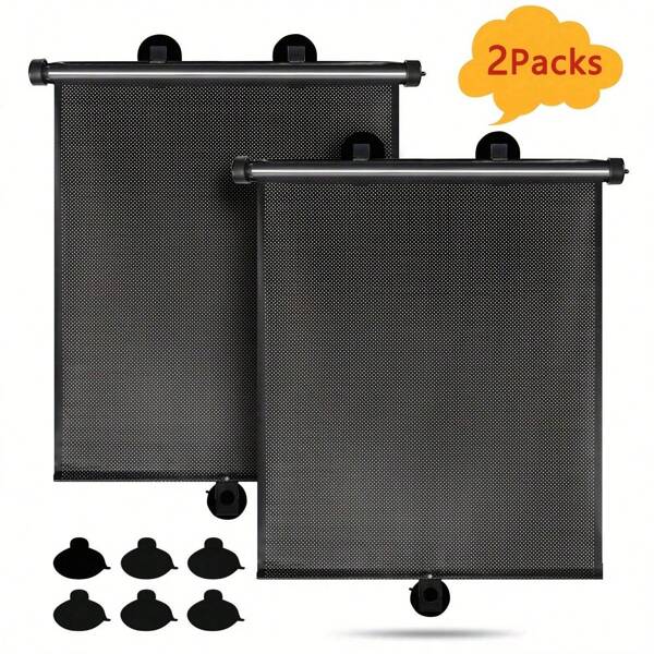 Easypie Selection 2pcs/1pc Retractable Car Sun Shade, Universal Polka Dot Design - 2 Pack: UV & Heat Blocking, Glare Reduction, Adjustable, A Must-Have For Holidays, Summer, Travel