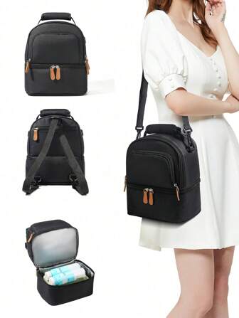 1 pieza de nueva bolsa de botella para bebé de doble pared de moda gris para mujer, bolsa aislada, adecuada para viajes diarios en ambos hombros, un hombro, bolsa de cambio de mano, bolsa de almacenamiento de leche y hielo multifuncional de conservación fresca