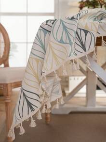 MeijiaMo 1 Khăn trải bàn họa tiết lá nhiều màu phong cách Bohemian có tua rua, miếng lót chống bụi trang trí nhà cửa, thích hợp cho phòng ngủ, phòng khách, bàn cà phê, nhà bếp, phòng ăn, tụ họp ngoài trời, Giáng sinh, Halloween, đám cưới, mọi mùa - Nhiều màu - Xem 6