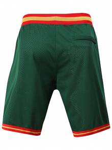 Men's Basketball Shorts 40 Green Embroidered Training Sports Shorts Casual Zipper-Pocket Pants - màu xanh lá - Xem 3
