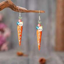 Needle Original Design Easter Carrot Egg 2D Acrylic Earrings Cartoon Cute A Creative Gift - Màu vàng - Xem 6