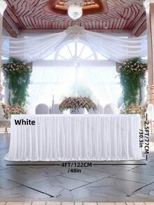 4pcs/1pc Pleated Solid Color Tableskirt, Suitable For Rectangular, Square, Round Tables, Ruffled Tablecloth, Wrinkle-Resistant And Easy To Clean, Applicable For Birthday Cake Table Decor, Banquet And Wedding Party, Bridal Shower, Various Party Celebrations