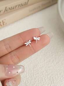 925 Sterling Silver Dragonfly Stud Earrings, Insect Earring Jewelry Suitable For Women Daily Wear, Mother's/Girlfriend's Gift For Easter, Valentine's Day - Dragonfly Earrings - View 4