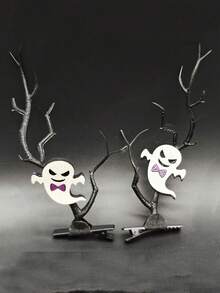 2pcs/Set Women's Elf Funny Hair Clips, Halloween Devil Party Costume Accessories - Black - View 2