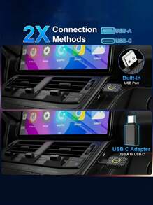 二合一无线 Android Auto 和 CarPlay 适配器 - USB-C/PD 兼容、即插即用、低延迟、已启用、USB- (5V) 带无线、兼容 IOS10+ 和 Android 11+、仪表盘接收器、智能手机和汽车、无线加密狗，可实现无缝连接 - 銀色 - 查看 6