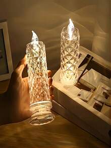 1pc Battery Powered LED Rose Pattern Candle Light - Suitable For Birthday, Wedding And Party Decoration, Glowing Candle Light