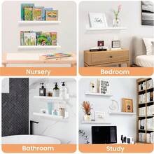 upsimples 4PCS Repisas Flotantes de Pared, Repisas de Acrilico, Estantes Flotantes Acrílicos de 15 Pulgadas Montados en la Pared para Dormitorio,Baño, Cocina,Libros (Blanco) - iridiscente - Ver 4