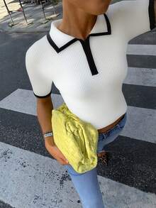 صيفي جديد للنساء -سترة كاجوال بياقة مكسورة الألوان وأكمام قصيرة- مناسبة للعمل/المكتب/العطلات