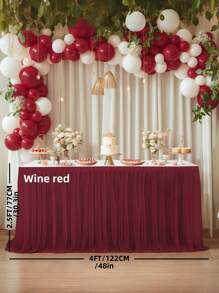 4pcs/1pc Pleated Solid Color Tableskirt, Suitable For Rectangular, Square, Round Tables, Ruffled Tablecloth, Wrinkle-Resistant And Easy To Clean, Applicable For Birthday Cake Table Decor, Banquet And Wedding Party, Bridal Shower, Various Party Celebrations