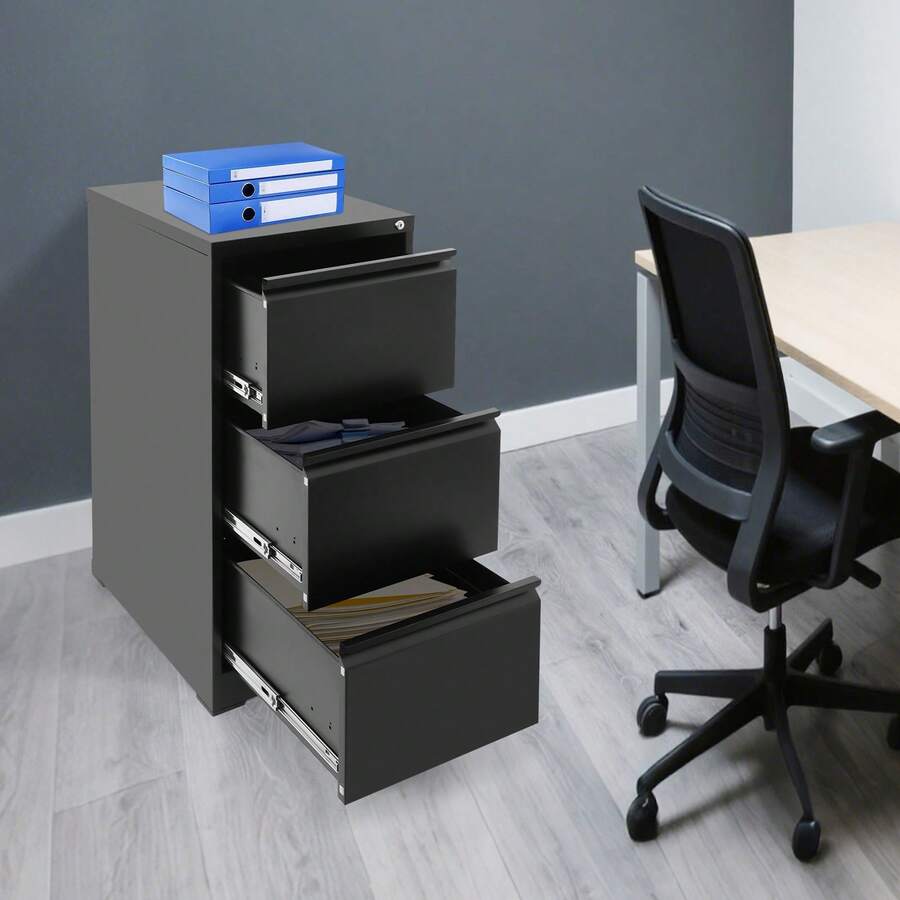 Lockable Filing Cabinet, Metal Filing Cabinets With 3 Drawers, Office Cabinet - Default - View 1