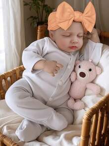 Muñeca Reborn Loulou realista de 50 cm, muñeca de arte de Body de vinilo y silicona de 20 pulgadas, como un bebé real, piel pintada en 3D, miembros de vinilo con venas visibles, cabello pintado a mano de manera realista - Muñeca de arte coleccionable perfecta como regalo de Navidad/cumpleaños/Acción de Gracias