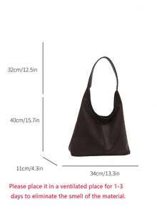 2025 Fashionable Solid Color Commuter Tote Bag, Minimalist Niche Design Underarm Bag, Stylish Large Capacity Shoulder Bag - Coffee Brown - View 3
