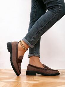 2025 Autumn Women's Round Toe Flat Loafers, Retro Thick Sole Casual Shoes, Student Flats - Multicolor - View 4