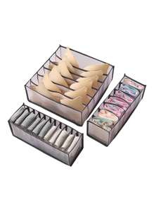 1 قطعة/3 قطع حقيبة تخزين قماشية، حقيبة تخزين ملابس داخلية وسراويل وملابس مريحة للاستخدام المنزلي، أقسام تخزين في الأدراج، صندوق تخزين الجينز، أساسيات غرفة السكن، منظم ملابس وتخزين في خزانة غرفة النوم