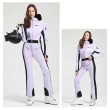 One-Piece Ski Suit For Women, Snowboard Overalls, Windproof And Waterproof, Breathable Clothing, Thickening, Skiing Suit, Winter - 顏色 11 - 查看 6