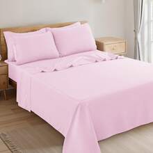 LUX DECOR 6-Piece Embroidered Bed Sheet Set – Brushed Microfiber, Deep Pocket, Lightweight & Breathable – Graduation Gifts, Home Decor, Sleep Protection For Dorms, Student Beds, Back‑To‑School Gift, Soft Bed Linens, Comfortable Sleep, Luxury Bed Set, Valentine's Day Bedroom, Spring Bedding Refresh, Guest Room Essentials, Dorm Room Bedding, Premium Bed Linens, Easy Care Sheets, Hypoallergenic Fabric, Year-Round Comfort, Master Bedroom Update, Matching Bedding Set, Hotel Quality Linens - 粉色 - 查看 9