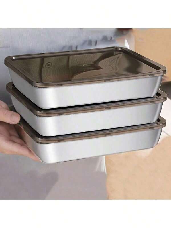 2/3 pièces réutilisables Boîtes de conservation alimentaire en acier inoxydable : étanches, idéales pour les fruits, les viandes, les légumes, faciles à nettoyer, organisateurs de cuisine empilables pour le réfrigérateur, le congélateur et le garde-manger