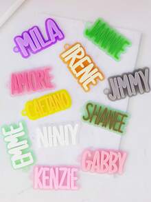 1pc Acrylic Personalized Name Tag Keychain, Perfect Gift For Family And Friends, Colorful, Cute, Kawaii, Millennium Style, Fashionable, Unisex, Casual, Customizable, Ideal Gift For Him/Her - Steel Keychain + White Buckle - View 5