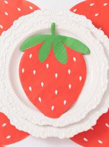 80pcs/Set Large Size Red Strawberry Pattern Napkins, Perfect For Wedding, Birthday, Tea Party Decoration, Restaurant And Hotel Party Tableware, Unique Style, Soft Tissue Paper For Outdoor Picnic And Party Supplies, Back To School Valentine Day