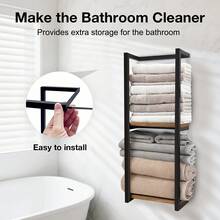 2PCS/1PC Bathroom Towel Rack With Shelves,2-Tier Wall-Mounted Towel Rack - Space-Saving Bathroom & Bedroom Storage Organizer With Wood & Metal Frame, Holds Towels, Candles, Cosmetics - Art Deco Style, No Electrical Needed, Towel Rack For Bathroom, Decorative Metal Frame, Elegant Wood Finish, Towel Racks Bathroom And Restroom Scene,Gift For Housewarming And Summer Back To School - 咖啡棕 - 查看 2