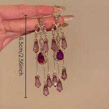 2pc Retro Water Drop Tassel Earrings Fashion Temperament High Sense Of Ear Jewelry - Hoa tai phong cách cung điện 09-2000 - Xem 4