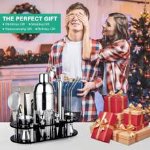 Biemlerfn 25-Piece Cocktail Shaker Set, Mixology Bartender Kit With Acrylic Stand Stainless Steel Bar Tools, Full Bartender Accessories And Recipe Book