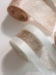 1Roll Christmas Wired Ribbon Champagne Themed Ribbon With Snowflake Merry Christmas Golden Glitter Xmas Ribbon 2.2yards For Christmas Tree Wreath Garland Decor Supplies Holiday Gift Wrapping Home Party Decorations Home Decor Christmas Decorations Room Decor Winter