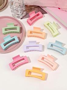 1 Macaron Candy Color Simple Frosted Medium 8.5cm Square Hair Claw, Candy Color Frosted Medium Square Hairpin, Elegant And Versatile, Suitable For Women Of All Ages Hairpin Hairpin Hairpin Hairpin Hairpin Fall Hair Accessories Elegant Hair Clips Winter Claw Clips Fashion Hair Clutch