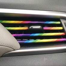 Tiras decorativas universales para rejillas de ventilación del aire acondicionado del automóvil, clips de decoración interior coloridos, accesorios interiores
