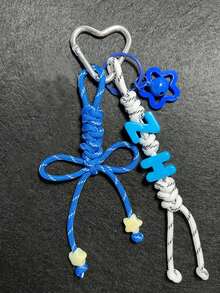1pc Tassel Custom Bag Charm, Handmade Braided Rope Letter Bead Bag Pendant, Star Bell/Bow, Heart Keychain, Personalized Bag Charm Gift., Aesthetic, Coquette Style - Heart Keychain - View 43