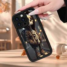 [Teléfono] Diseño Skull Boy, popular teléfono móvil con patrón de escalera mate y agarre cómodo, compatible con los modelos 16/16 Pro/16 Plus/16 Pro Max/15/15 Plus/15 Pro/15 Pro Max/14/14 Plus/14 Pro/14 Pro Max/13/13 Mini/13 Pro/13 Pro Max/12/12 Mini/11 Plus/Pro/8/SE/XS/Xs/7 Plus/8 Plus. Ideal para amigos, parejas y familiares. - Negro - Ver 8