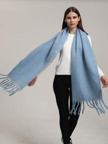 1pc Women's Autumn/Winter New Plush Tassel Scarf, Warm And Comfortable Large Shawl, Windproof And Warm For Outdoor, Simple And Versatile For Daily Wear