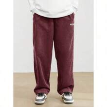 Men's Solid Color Casual Everyday Trousers Men's Streetwear Pants, Boy Friend Gifts, Back To School - Màu Đỏ Sâu - Xem 4