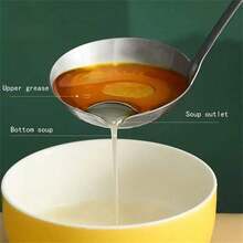 1pc Pot Separator, Oil Separator, Household Kitchen Tool, Stainless Steel Oil Separator Soup Ladle Gravy Food Fat Separator Skimmer Spoon, Grease Strainer Separater Hot Pot Oil Filter Spoon - 1 - View 4