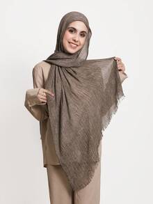 1 Khăn choàng tua rua xếp ly Modal trơn màu dành cho nữ, Khăn trùm đầu thường ngày, Khăn choàng giữ ấm chống nắng Hijab dùng khi mặc váy - nhiều màu - Xem 5