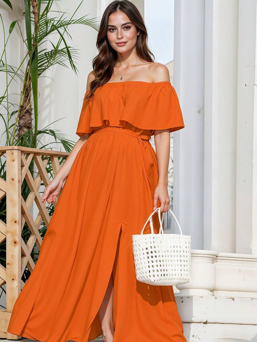 Women Maxi Dresses - 橘色 - 查看 1