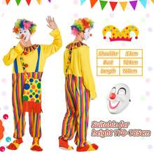 Décoration de Noël, 8 pièces/set Costume de clown pour adultes. Comprend le costume de clown, la perruque, le nez, le masque, le sac de clown, les chaussures et les accessoires de cirque. Costume de carnaval et de fête de cirque pour jouer le rôle de clown mignon et amusant.