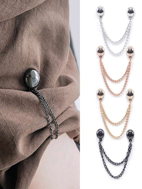 2pcs Multifunctional Magnetic Clothespin, New Magnetic Clothespin, Powerful Turban Magnet With Chain, Safety Shirt Clip Clothespin, Women's Dress Fashion Accessory For Tightening T-Shirt Hems, Collar Hems And Pants Hems,Halloween Decor