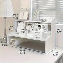 1 stuk bureau-opbergrek, PVC-materiaal, wit opbergrek voor studenten, cosmetica-opbergrek, opbergrek voor studentenbureaus - Wit - Bekijken 8