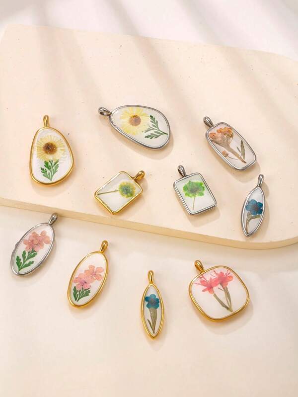 1 pieza Colgante de flor de acero inoxidable dorado/plateado, accesorio elegante DIY adecuado para fiestas y bodas