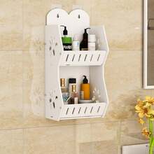 1 pezzo Mensola da parete per il bagno senza foratura per gel doccia e cosmetici, organizer a due ripiani con ganci, accessori per il bagno - Multicolore - Visualizzare 6