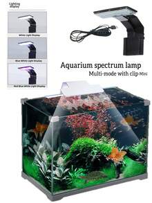 超薄LED装饰灯小鱼缸灯植物水族箱USB鱼缸夹适用于40cm以下鱼缸及迷你鱼迷你水草灯水族箱造景配件USB鱼缸LED灯 - 彩色 - 查看 2