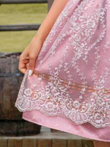 Strój karnawałowy na Halloween, satynowa sukienka z nadrukiem do kolan, krótki top z koronką, wiązanie w talii, haftowany fartuch z koronką, odpowiedni na Oktoberfest, kostium pokojówki COS i inne